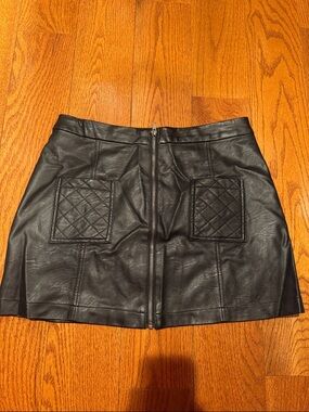 Jack by BB Dakota Black Faux Leather Mini Skirt with Front Zip